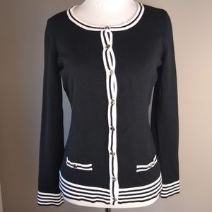 Karen Scott | Cardigan Sweater Black And White
